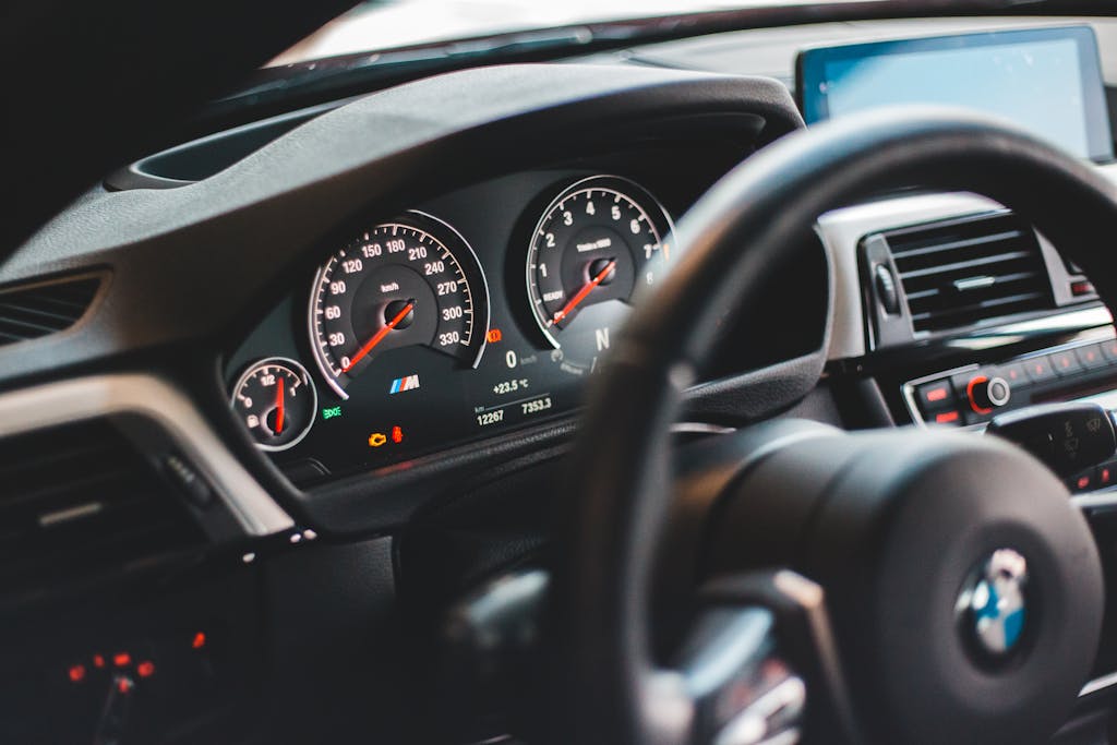 Interior of car cabin in daylight